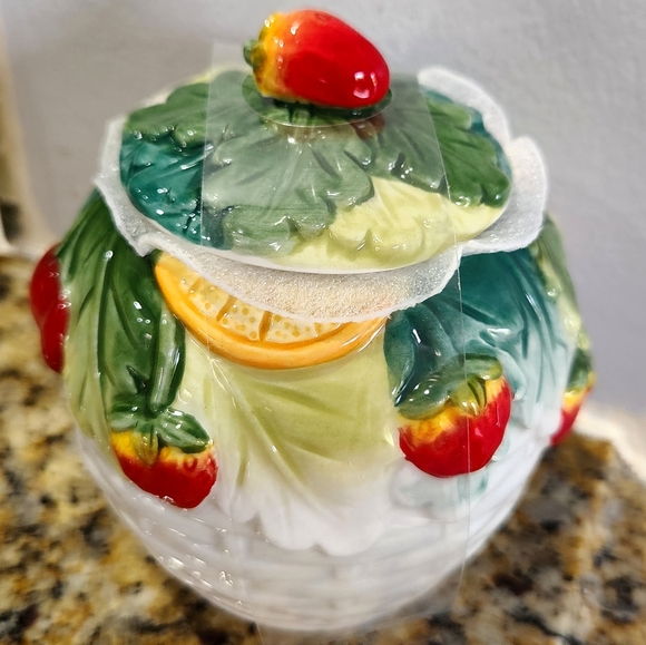 Tropical Fruit Collection 2 Piece Sugar Bowl And Creamer Set By Corner Ruby. New - Picture 6 of 16